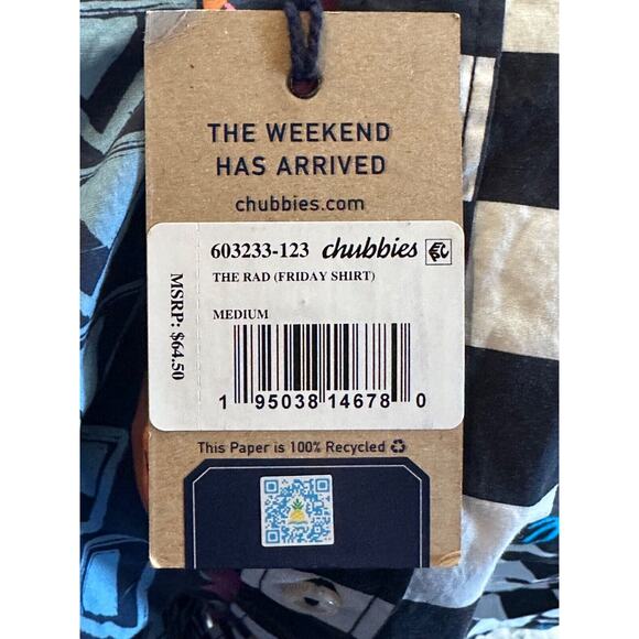 CHUBBIES Friday Shirt The Rad Colorful Geometric Button Front Mens Pocket Medium - Picture 6 of 7
